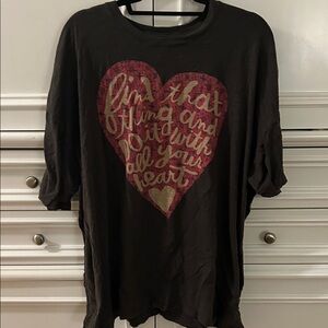 Natural Life Heart Graphic Brown T-Shirt, “Find that thing”